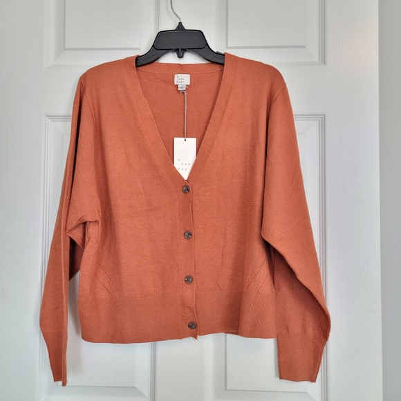 a new day Sweaters - NWT Burnt Orange Cardigan Recycled Materials Size Large